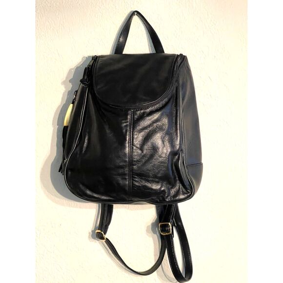 Vittoria Napoli Leather Mini Backpack Black Fringe Tassel Adjustable Bag Vintage main image 7